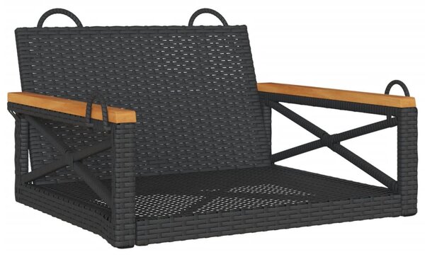 Fekete polyrattan hintapad 63 x 62 x 40 cm
