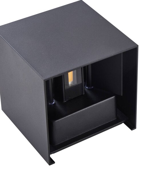 Lindby Nivar LED kültéri falilámpa, szögletes, fekete, 10 cm, IP54, Fekete, fém, Modern
