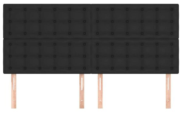 4 db Fekete Műbőr Ágyfejtámla - 90x5x78/88 cm