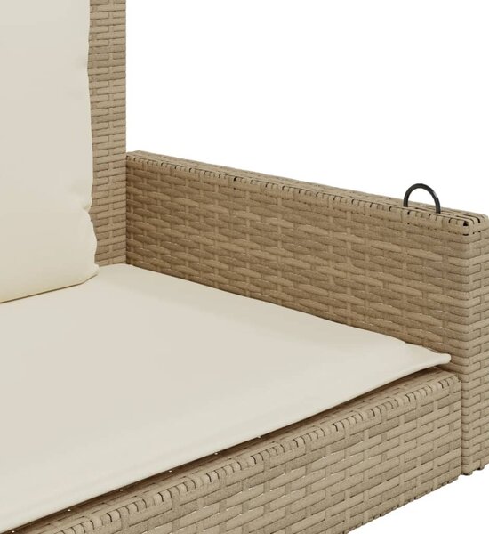 Bézs polyrattan hintapad párnával 119 x 56 x 48 cm