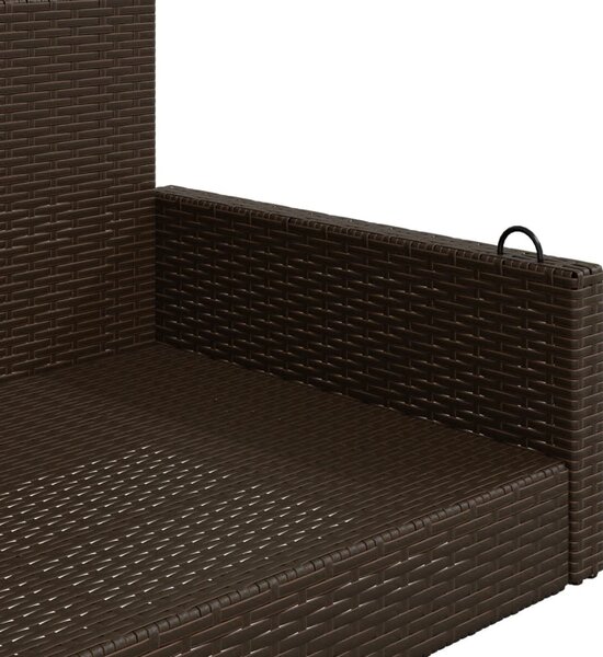 Barna polyrattan hintapad 119 x 56 x 48 cm