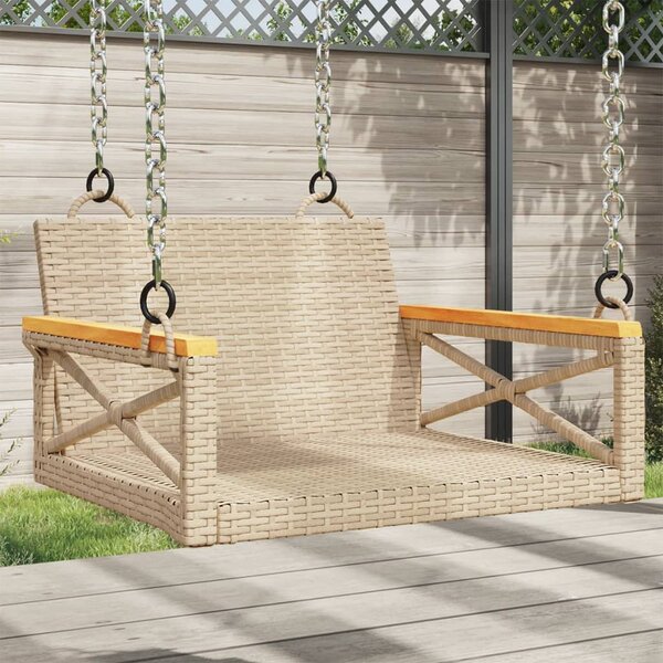 Bézs polyrattan hintapad 63 x 62 x 40 cm