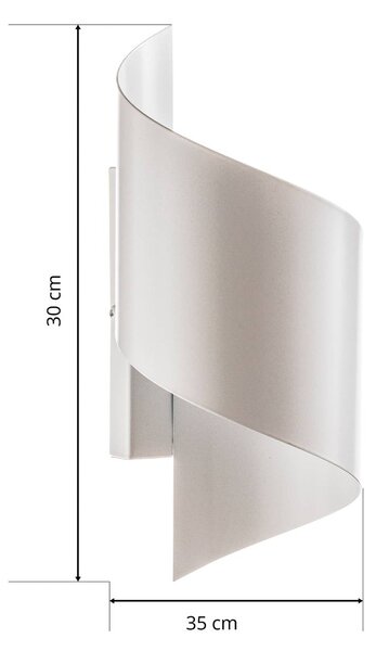 EMIBIG LIGHTING Spiner fali lámpa, fehér, magasság 30 cm, acél, dimmelhető, Fehér / opál, Nappali / Étkező, fém, Modern