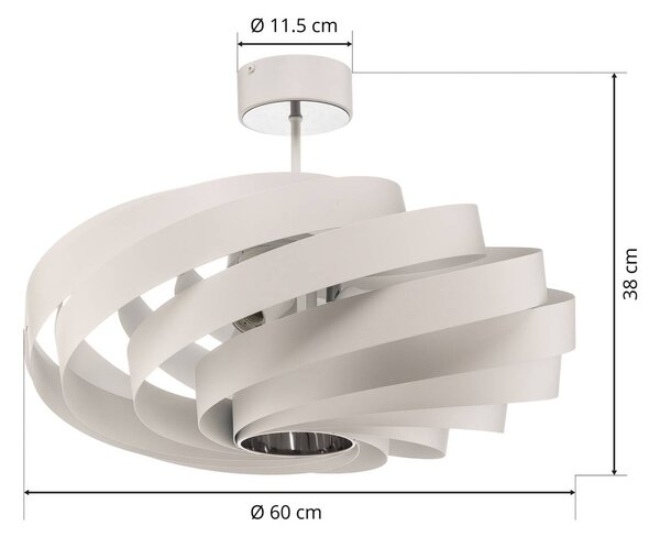 Domiluce Vento mennyezeti világítás, fehér, Ø 60 cm, fém, E27, dimmelhető, Fehér / opál, Nappali / Étkező, fém, Modern