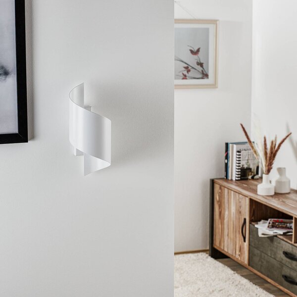 EMIBIG LIGHTING Spiner fali lámpa, fehér, magasság 30 cm, acél, dimmelhető, Fehér / opál, Nappali / Étkező, fém, Modern
