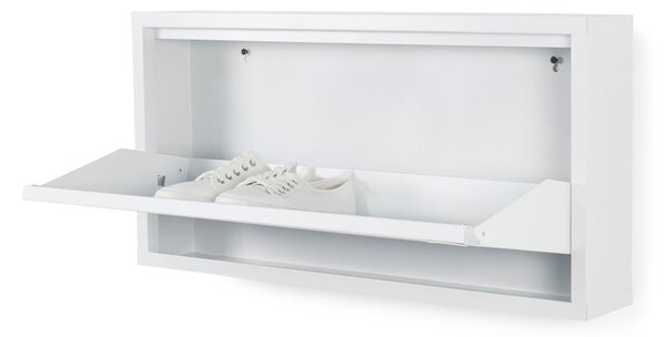 Fehér fém billenő ajtós cipőtartó 75x37,5x12,5 cm Billy – Spinder Design
