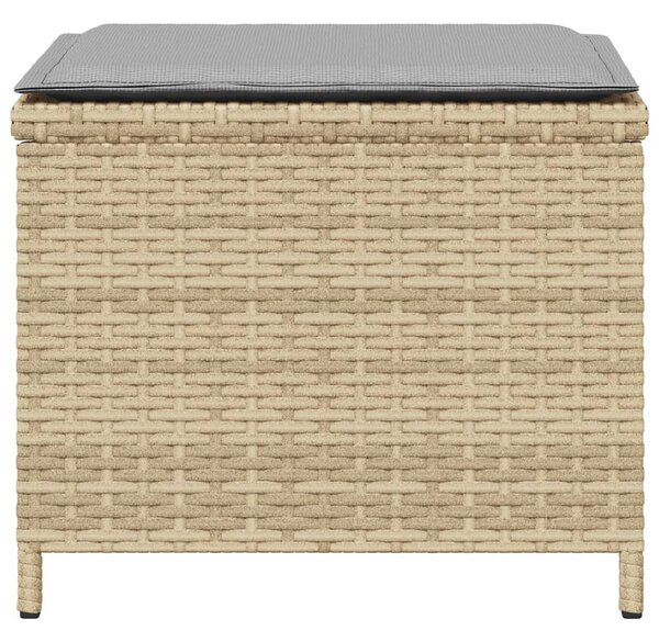 4 db vegyes bézs polyrattan kerti szék párnával 40x40x35 cm
