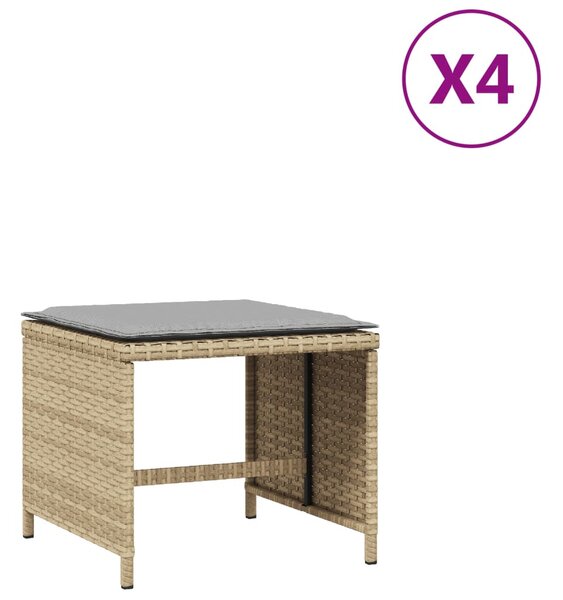4 db vegyes bézs polyrattan kerti szék párnával 40x40x35 cm
