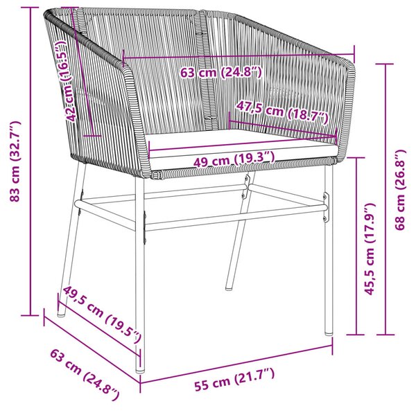 2 db barna polyrattan kerti szék párnákkal