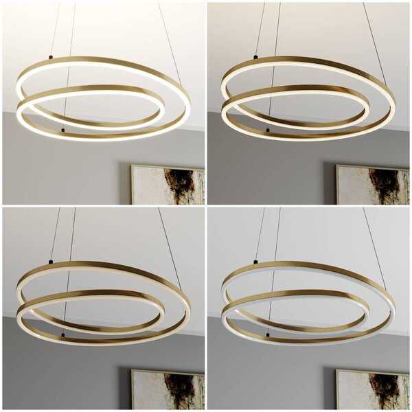 Lindby LED-es függőlámpa Davian, sárgaréz színű, 49 cm, fényerőszabályzóval, dimmelhető, Sárgaréz / arany, Nappali / Étkező, Alumínium, Modern