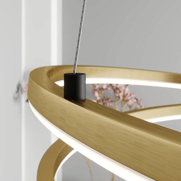 Lindby LED-es függőlámpa Davian, sárgaréz színű, 49 cm, fényerőszabályzóval, dimmelhető, Sárgaréz / arany, Nappali / Étkező, Alumínium, Modern