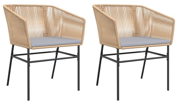 2 db barna polyrattan kerti szék párnákkal