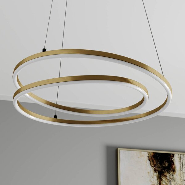 Lindby LED-es függőlámpa Davian, sárgaréz színű, 49 cm, fényerőszabályzóval, dimmelhető, Sárgaréz / arany, Nappali / Étkező, Alumínium, Modern