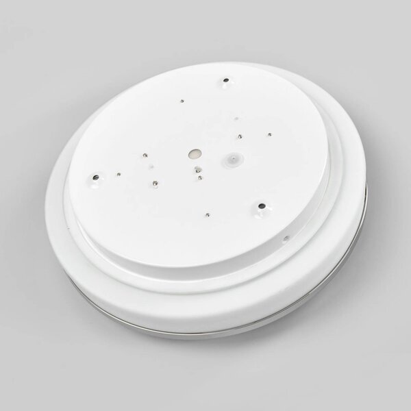 Lindby LED mennyezeti világítás Lyss, Ø 28 cm, króm színű, IP44, Fehér / opál, Fürdőszoba, Üveg, Modern