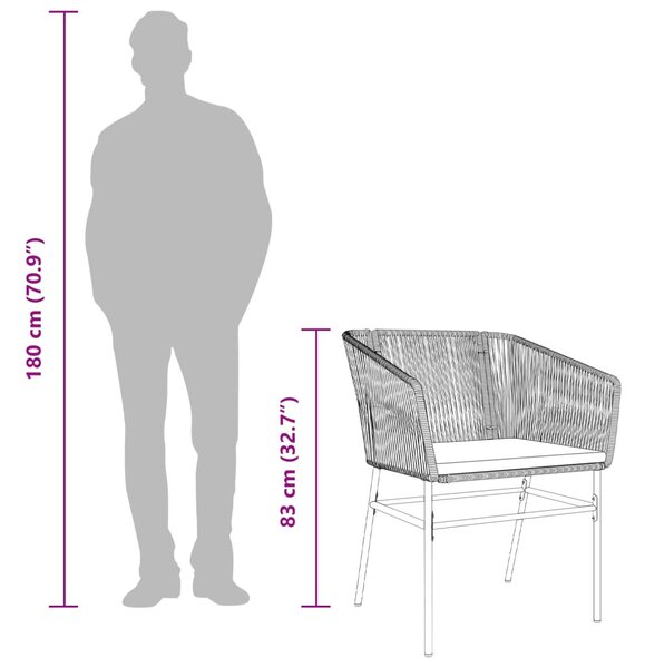 2 db barna polyrattan kerti szék párnákkal
