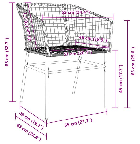 2 db barna polyrattan kerti szék