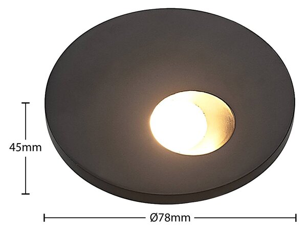 Arcchio LED-es süllyesztett lámpa Vexi, Ø 7,5 cm, fekete, alumínium, CCT, dimmelhető, Fekete, Nappali / Étkező, Alumínium, Modern