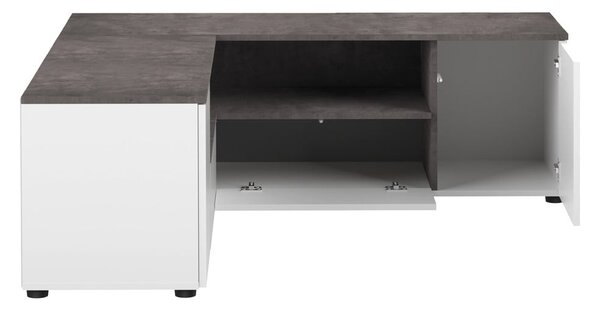 Fehér-szürke TV-állvány beton dekorral 130x46 cm Angle – TemaHome