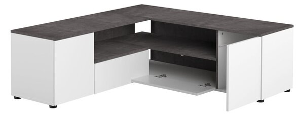 Fehér-szürke TV-állvány beton dekorral 130x46 cm Angle – TemaHome