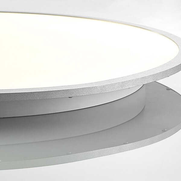 Lindby LED mennyezeti lámpa Narima, 4,000 K, Ø 80 cm, ezüst, Alu / szürke / cink, Konyha, Műanyag, Modern