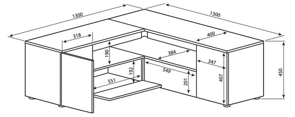 Fekete-natúr színű TV-állvány tölgyfa dekorral 130x46 cm Angle – TemaHome