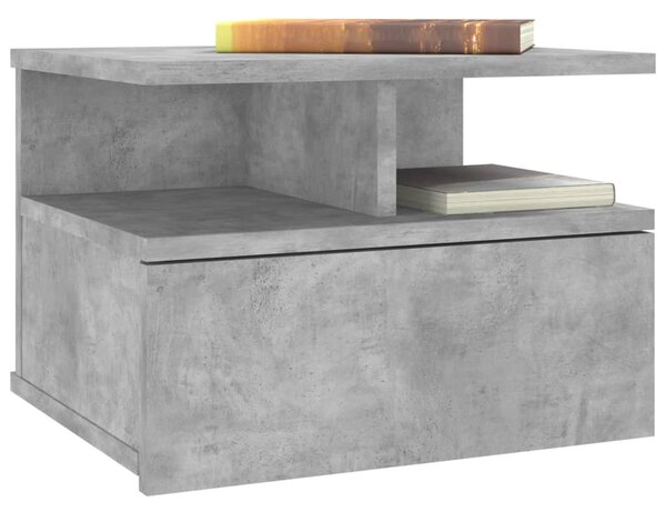 2 db betonszürke szerelt fa lebegő éjjeliszekrény 40x31x27 cm