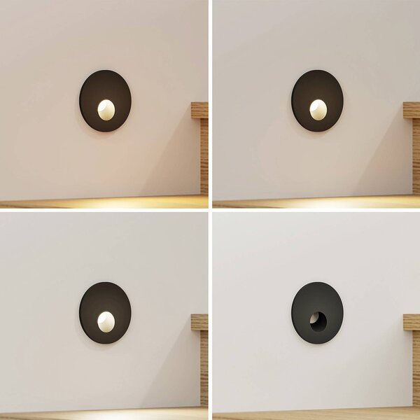 Arcchio LED-es süllyesztett lámpa Vexi, Ø 7,5 cm, fekete, alumínium, CCT, dimmelhető, Fekete, Nappali / Étkező, Alumínium, Modern