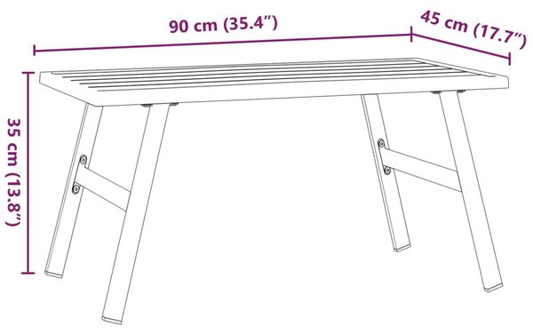 Fekete porszórt acél kerti dohányzóasztal 90 x 45 x 35 cm