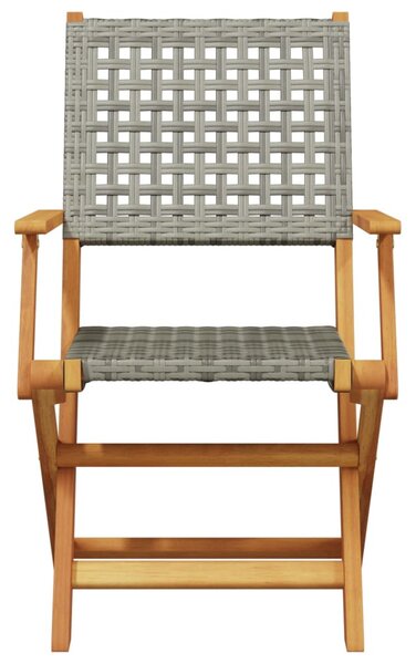 3 részes szürke polyrattan és tömör fa bisztrószett