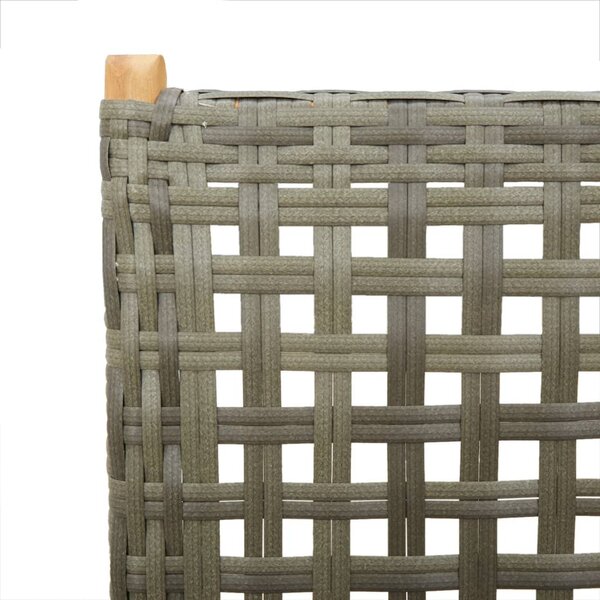 7 részes szürke polyrattan és tömör fa kerti étkezőgarnitúra