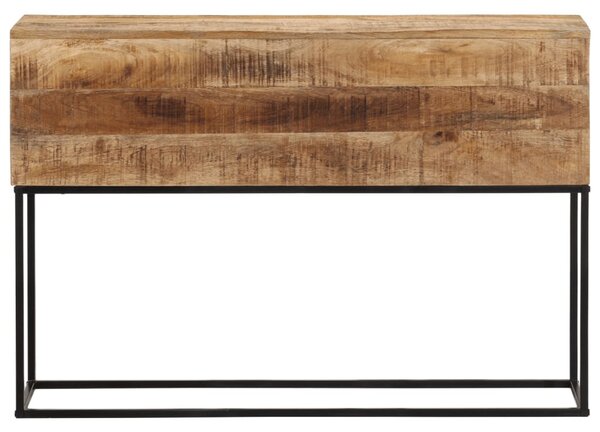 Tömör nyers mangófa és vas tálalóasztal 110 x 30 x 75 cm