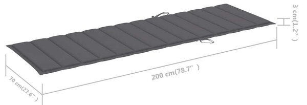 VidaXL Napozóágy - Fenyőfa - 198cm