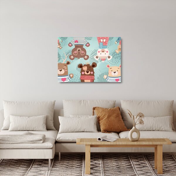 Kép - vidám mackók (üvegen) (70x50 cm)