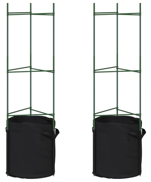 2 db acél és PP paradicsom ketrec növényzsákkal 116 cm