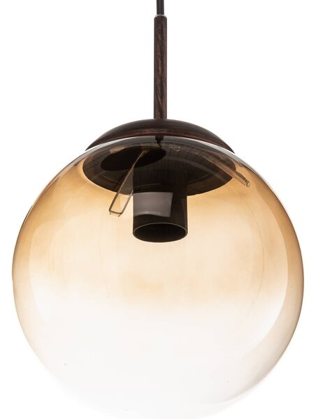 Globo Varus üveg függő lámpa, borostyán 3 izzós Ø51cm, dimmelhető, Barna / rozsda, Nappali / Étkező, Üveg, Modern