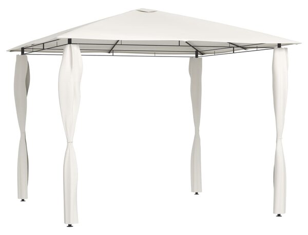 Krémszínű pavilon oszlop takarókkal 3 x 3 x 2,6 m 160 g/m²