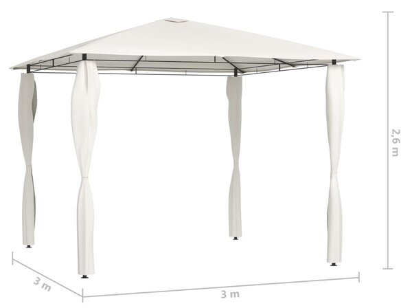 Krémszínű pavilon oszlop takarókkal 3 x 3 x 2,6 m 160 g/m²