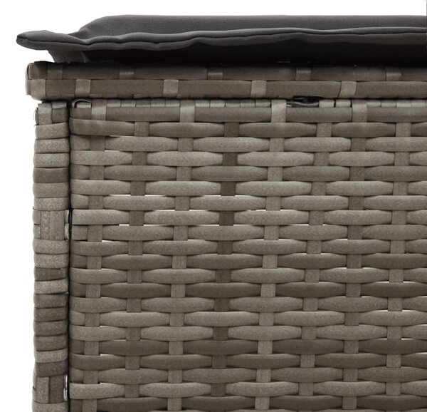 VidaXL szürke polyrattan napozóágy asztallal és párnával