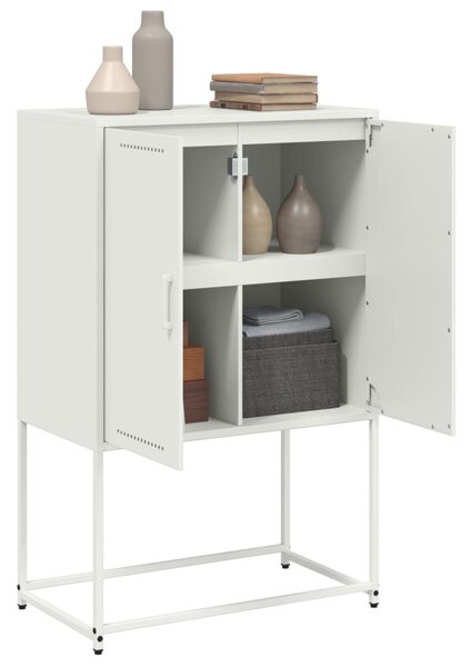 Fehér acél magasszekrény 68,5 x 38,5 x 107 cm