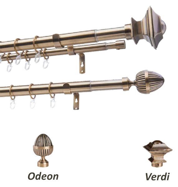 Teleszkópos fém karnis kétsoros Ø25-28 160-310 cm antik arany Odeon