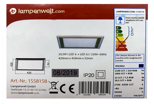 Lampenwelt Lampenwelt - LED RGBW Dimmelhető mennyezeti lámpa LYNN LED/29,5W/230V + RC LW0108