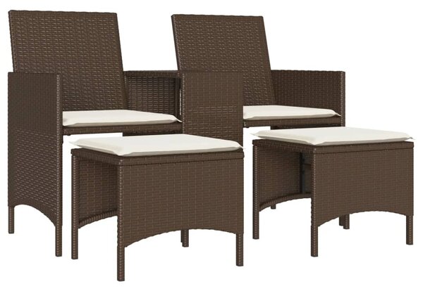 2 személyes barna polyrattan kerti kanapé asztallal/székkel