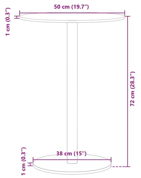 Fekete acél kerek kerti asztal Ø50 x 72 cm