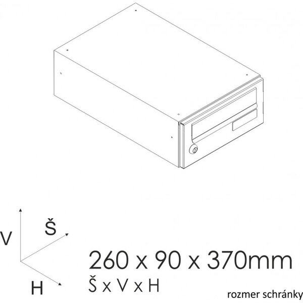 SJ 260/90 postaláda egyoldalas RAL, RAL 9006 / Szürke