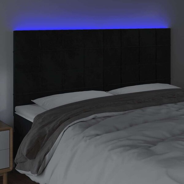 LED-es Fejtámla - Bársony - Fekete - 200x128cm