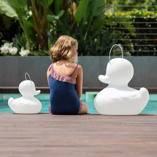 Goodnight Light LED-es design lámpa DUCK-DUCK XL kültéri használatra, fehér színben, dimmelhető, Fehér / opál, Műanyag, Dizájn