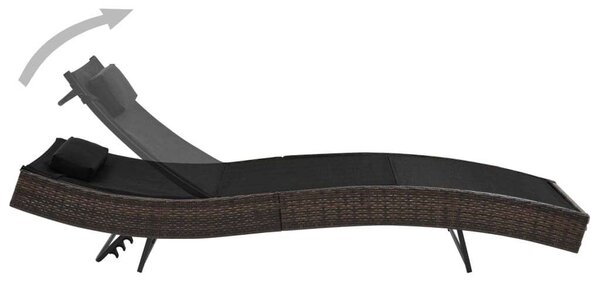 VidaXL Napozóágy - Barna Polyrattan - 213cm