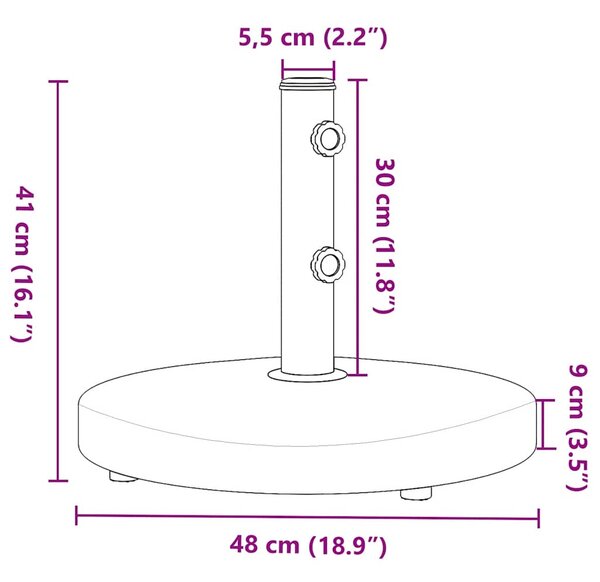 Kerek napernyőtalp Ø32/38/48 mm-es rúdhoz 25 kg