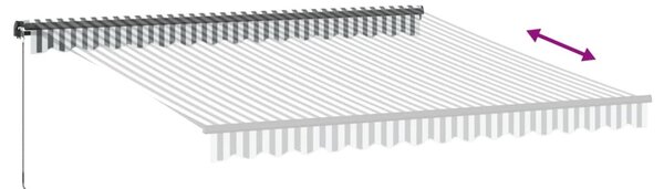 Antracitszürke és fehér kézzel kihúzható napellenző 400x350 cm