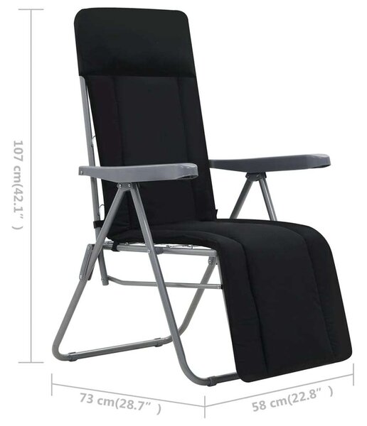 VidaXL 2 db fekete összecsukható kerti szék párnával
